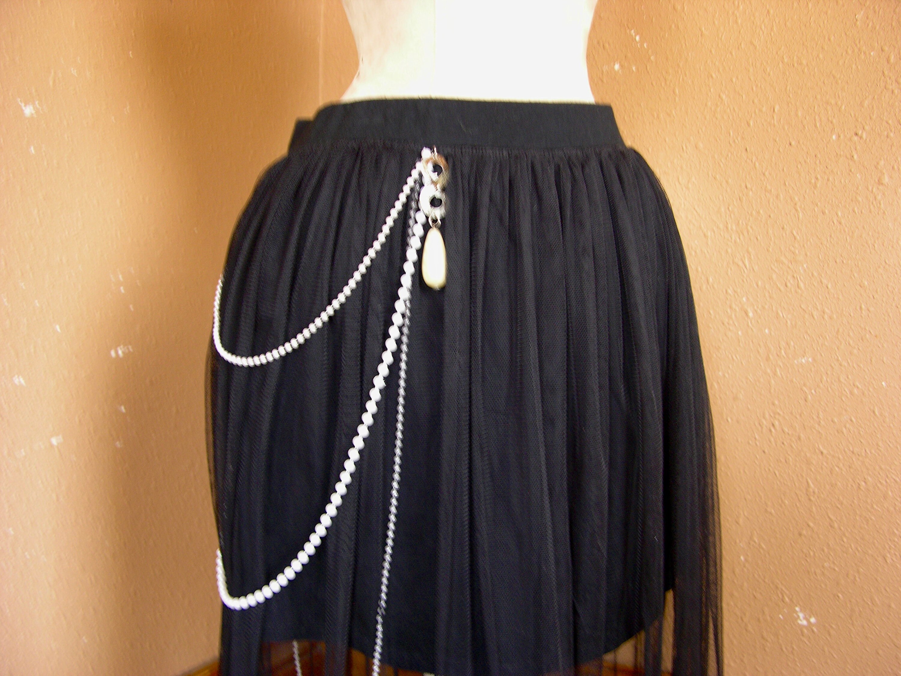 Mesh skirt with deals pearls