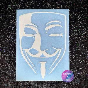 V for Vendetta Mask Vinyl Decal, V for Vendetta Decal, V for Vendetta, Car Decal, Vinyl Decal, Vinyl Sticker, Laptop Decal, Yeti Decal