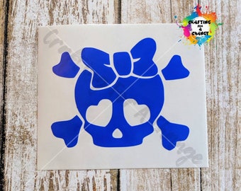 Skull and Crossbones with Bow Vinyl Decal, Skull and Crossbones Decal, Skull and Crossbones, Car Decal, Vinyl Decal, Vinyl Sticker, Laptop