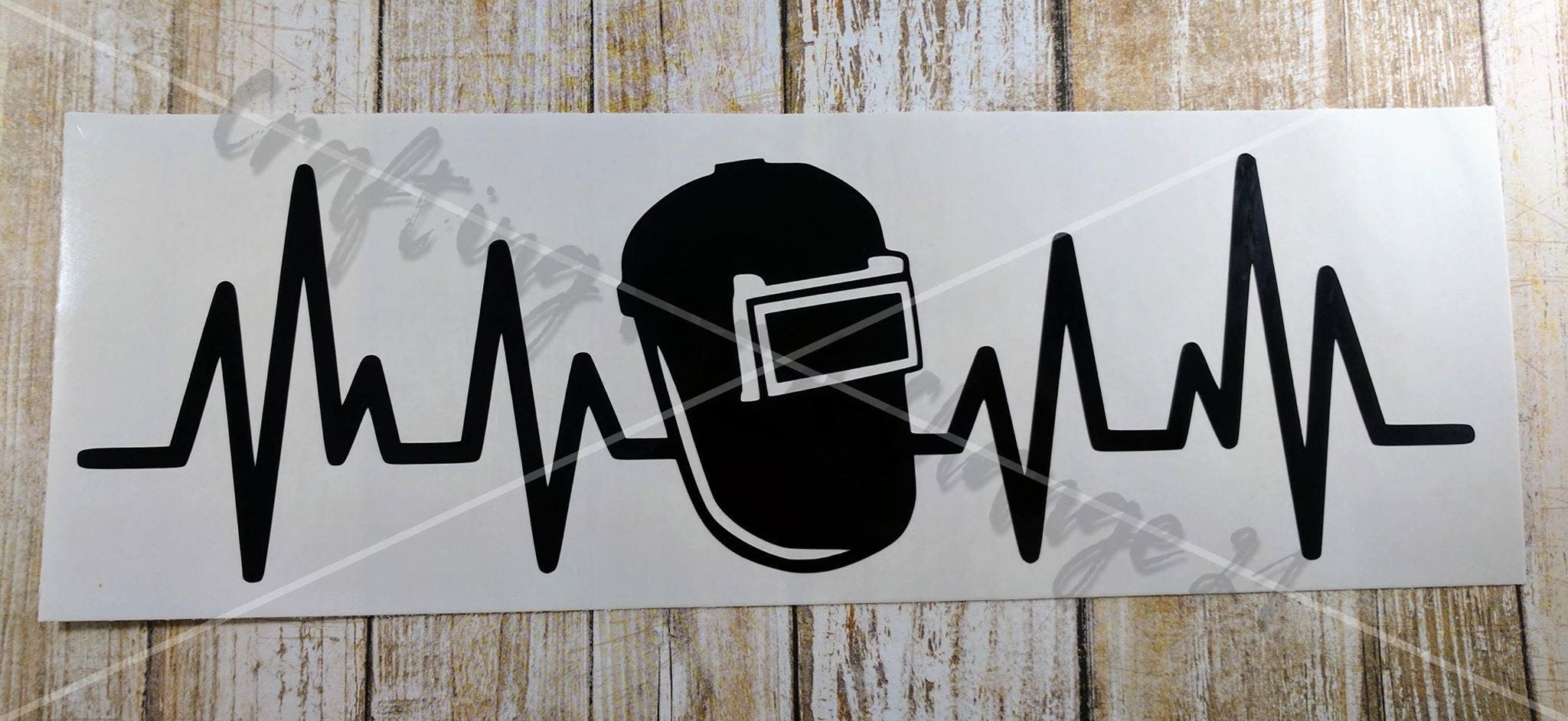 Welding Hood with Heartbeat Vinyl Decal Welding Hood Decal Etsy