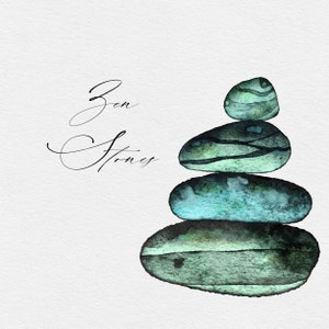 Stenen Zen Aquarel Clip Art Set