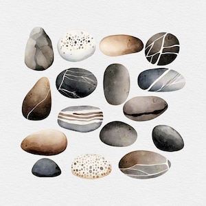 Pebbles Stone Clip Art Set - Illustration Instant Download - Etsy