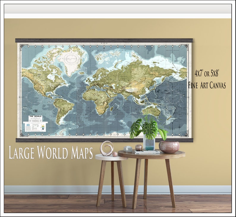 Very Detailed Large World Map. Huge Map of the World. 4x7 to Etsy