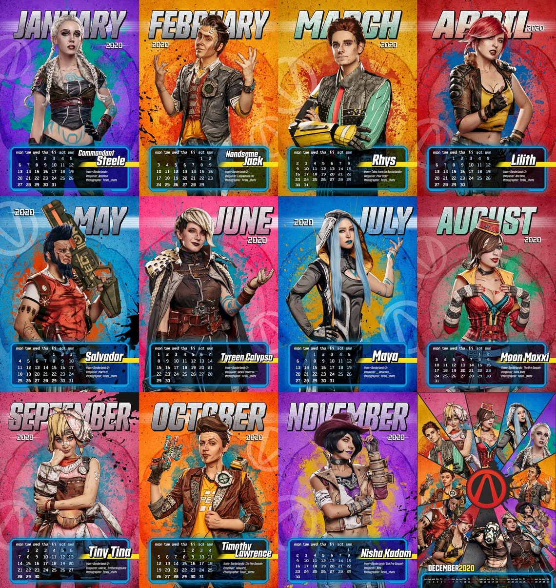 Borderlands cosplay calendar 2020 Etsy