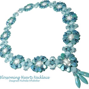 Blossoming Hearts Necklace & Bracelet Bead weaving Needlework Tutorial PDF