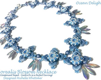 KIT Borealis Blossom Necklace - Ocean Delight - Borealis Series Needlework Including Material + Tutorial PDF