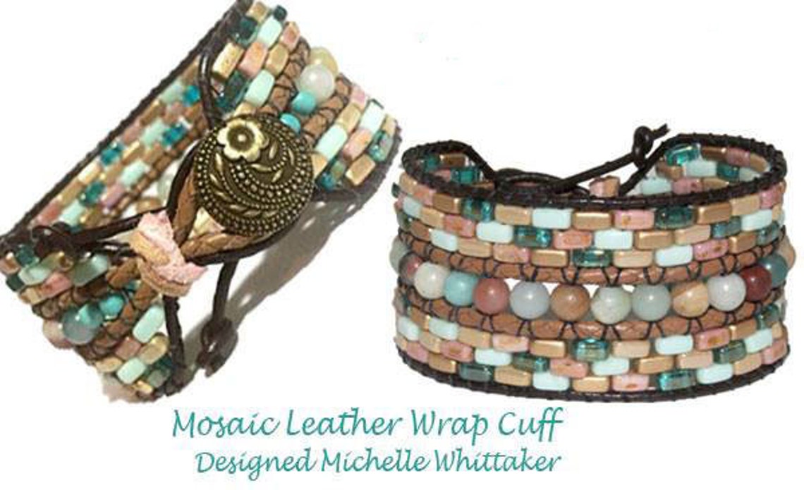 Mosaic Leather Wrap Cuff Bracelet Tutorial PDF Etsy