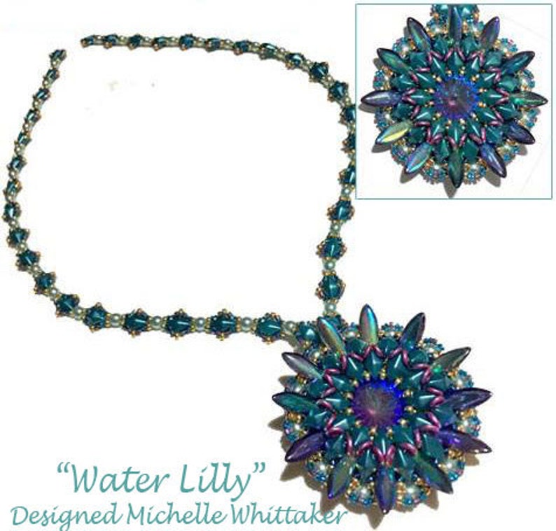 Water Lilly Pendant & Necklace Needlework Tutorial PDF Etsy Australia