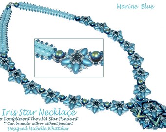 KIT - Marine Blue - Iris Star Necklace & AVA Star Pendant Needlework w/Full Materials + 2x PDF Tutoriuals