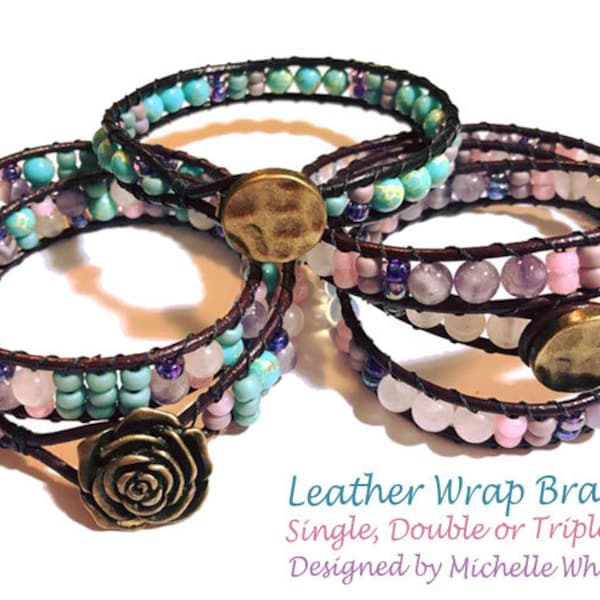 Bracelets en cuir Wrap (simple, double, triple) Tutoriel PDF