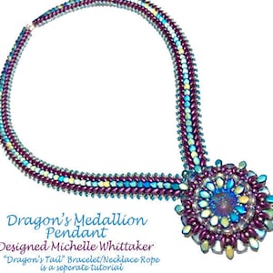 Dragon's Medallion Pendant ONLY (Neckalce Rope Seperate) Needlework Tutorial PDF