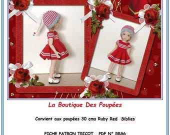 Knitting pattern pdf RRS06 creation of clothes for 30 cm Ruby Red Siblies dolls