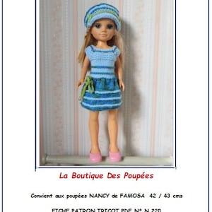 PDF pattern sheet N220 Nancy Famosa doll knitting clothes, 42/44 cms