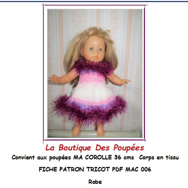 Fiche patron tuto  MAC006 vêtements tricotés pour poupée ma corolle 36 cms