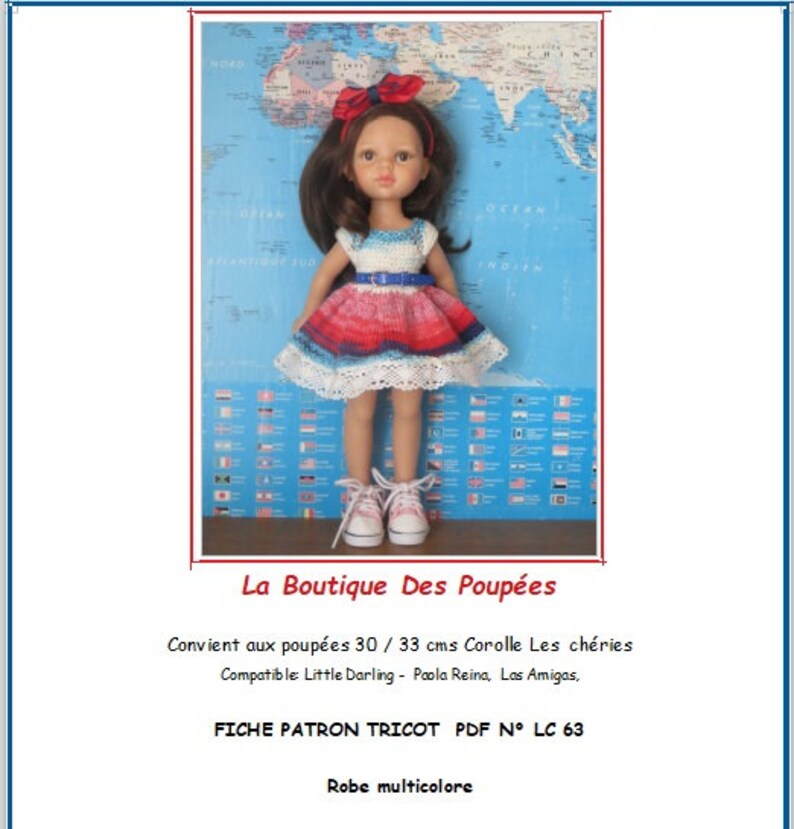fiche patron lc63 v\u00eatements \u00e0 confectionner en tricot poup\u00e9e les ch\u00e9ries paola reina little darling