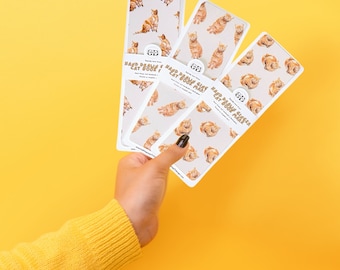 Juego de 3 marcapáginas con ilustración de gato. Marcapáginas de gatos pelirrojos dibujados a mano en fundas. Cartulina de lino premium hecha a mano con doble prensado.