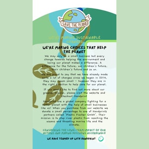 K&ouml;nnte beinhalten: Gr&uuml;ne und blaue Grafik mit dem Text "Rettet den Planeten" und "Wir treffen Entscheidungen, die dem Planeten helfen". Die Grafik enth&auml;lt auch Text &uuml;ber die Umsetzung nachhaltiger Ver&auml;nderungen und die Zusammenarbeit mit Handprint, um die Umwelt zu sch&uuml;tzen.