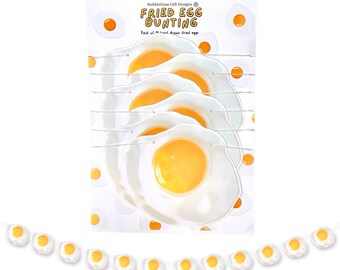 Fried Egg Bunting Funny egg themed birthday garland Realistic breakfast party decorations