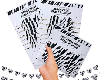 zebra print bunting Safari animal print heart garland Sassy Valentines Day decorations Choose size 1x12