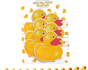 Duck bunting birthday party funny decorations Novelty printed rubber ducks garland Cute hand drawn yellow duck themed banner 1x12
