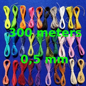 300 metri di filo cerato, macramè poliestere wax (spessore 0,5 mm) ALTA QUALITÀ