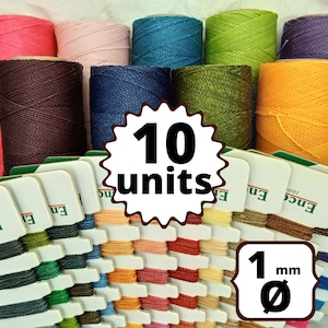 10 ROTOLI 170 metri LINHASITA filo cerato, macramè poliestere wax (spessore 1 mm) di alta qualità
