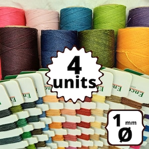4 ROTOLI 170 metri LINHASITA filo cerato, macramè poliestere wax (spessore 1 mm) di alta qualità