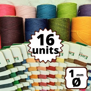 16 ROTOLI 170 metri LINHASITA filo cerato, macramè poliestere wax (spessore 1 mm) di alta qualità