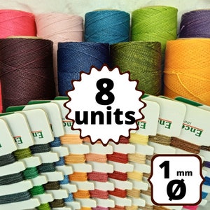 8 ROTOLI 170 metri LINHASITA filo cerato, macramè poliestere wax (spessore 1 mm) di alta qualità