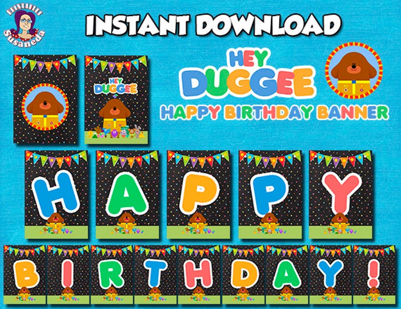 2 Personalised Birthday Banner Hey Duggee Children Kids Party Decoration poster
