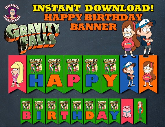 GRAVITY FALLS Happy Bithday Banner Gravity Falls Party | Etsy