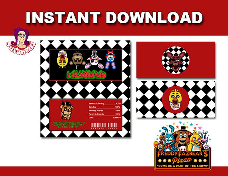 FNAF Party kit Printable / 5 Nights at Freddys Party | Etsy