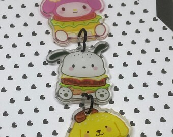 Kitty Pochacco pompom Keychain