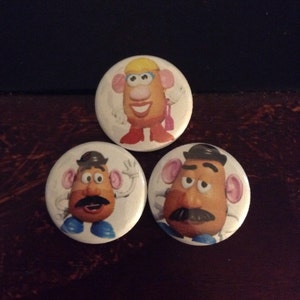 Mr Potato Head and Ms Potato Head pin Buttons set 1&quot;