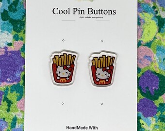 French Fries Kitty Earrings 2”