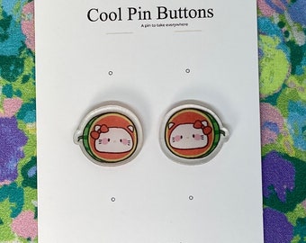 Watermelon Kitty Earrings 2”