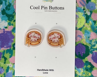 Steam Bao Buns Kitty Earrings 2”