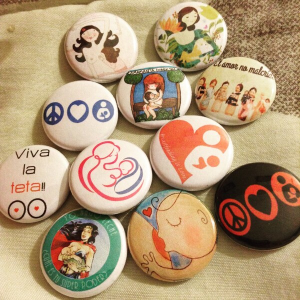 Breastfeeding Lactation Lactivist Apego Colecho Buttons 1" Set