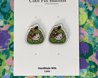 Matcha Cream Puff Kitty Earrings 2”