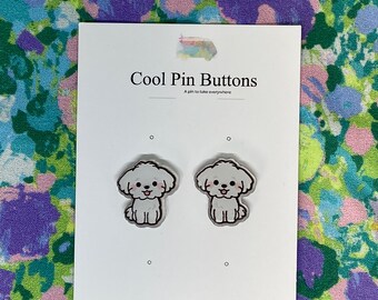 Maltese Dog Earrings 2”