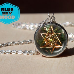 Handmade The Merkaba symbol necklace, sacred geometry pendant Merkabah energy accessories necklace with a chain art pendant gift for her him