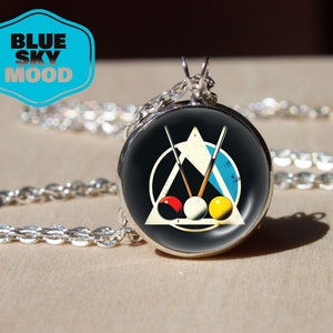 Handmade Billiard Balls Pendant Necklace: Pool Player Art Jewelry