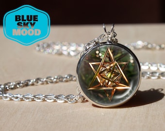 Handmade The Merkaba symbol necklace, sacred geometry pendant Merkabah energy accessories necklace with a chain art pendant gift for her him