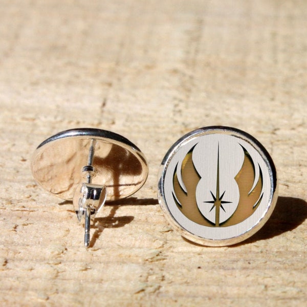 Handmade custom Jedi Logo Emblem Stud earrings, custom Earrings, Hypoallergenic, nekel free