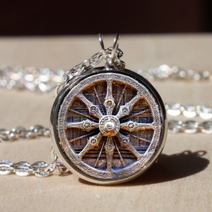 Handmade Dharma Wheel Chakra necklace buddhist wheel pendant for Her Him, sacred geometry, gift jewelry, Wheel of Dharma chain, Dharmachakra