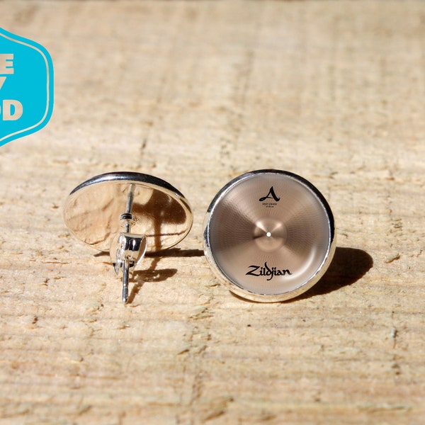 Handmade Drummer cymbals stud earrings, Drums earrings, rock drum accessories, handmade cymbal, Hypoallergenic nickel free, stainless steel