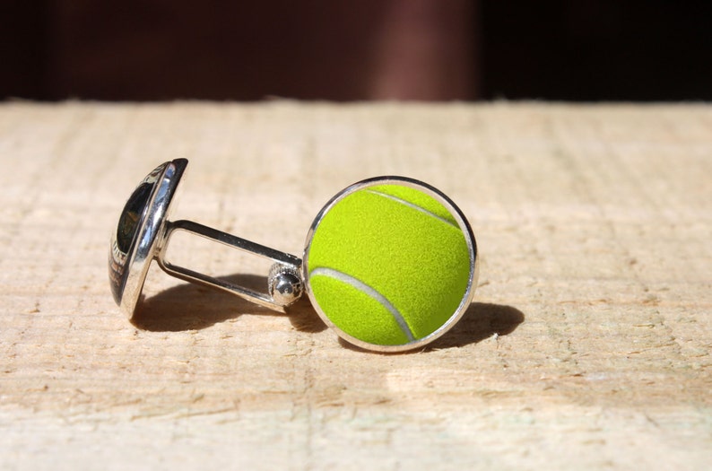 nekel free custom wedding cuff link Sports ball cuff links tennis player gift for him Tennis ball Cufflinks