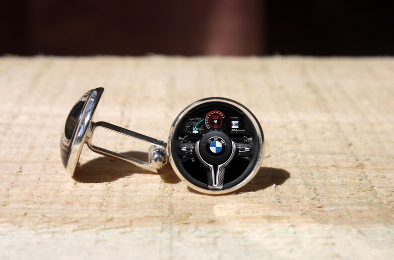 gift for him Car interior cufflinks custom wedding cuff link glass dome cuff links steering wheel cuff links nekel free