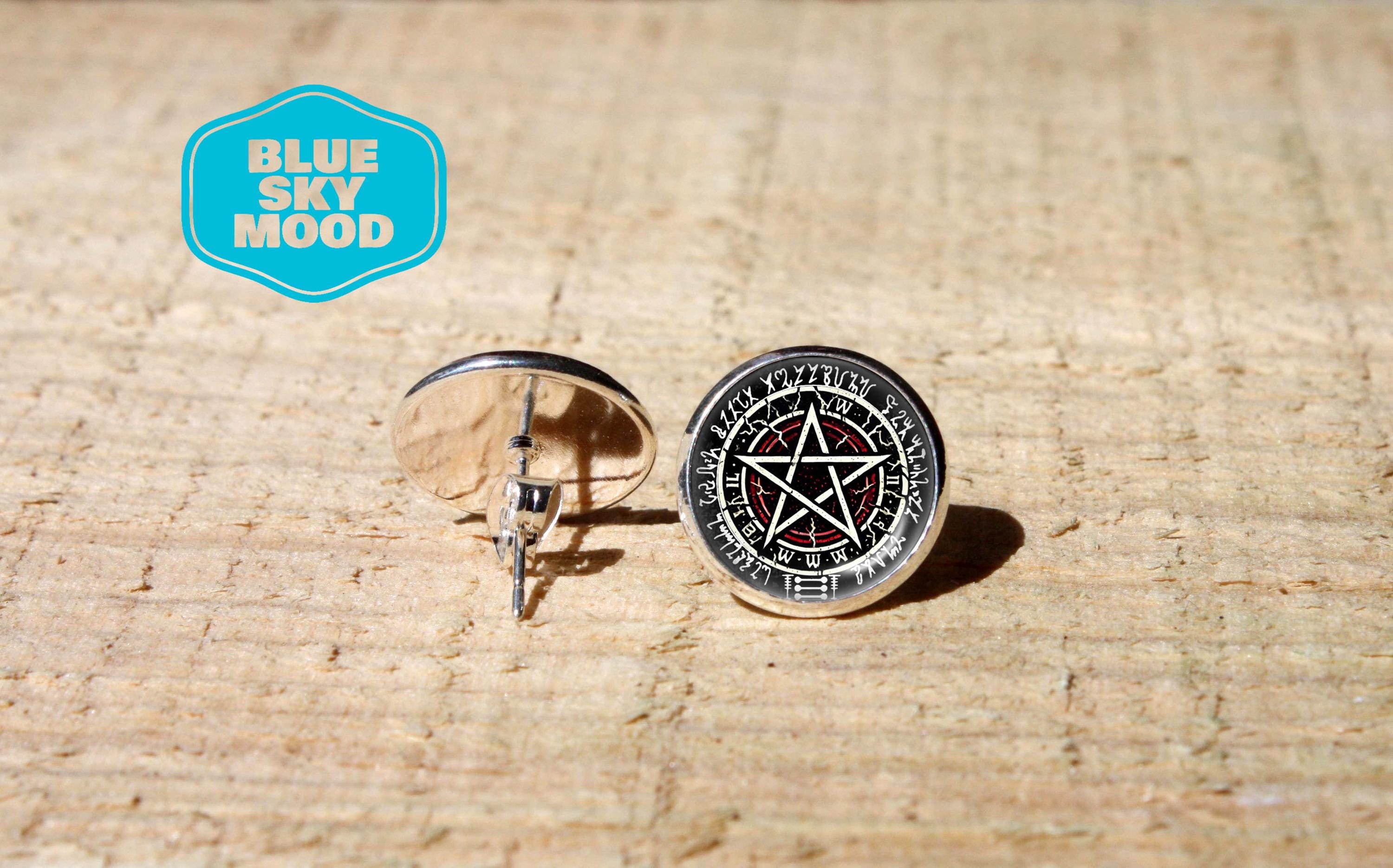 Pentagram Star Stud Earrings In Sterling Silver By Silver Rain Silver