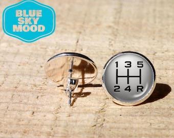 Shift Gear Stud Earrings Car Jewelry Hypoallergenic Stainless Steel Automotive Gift Mechanism Pendant Accessories